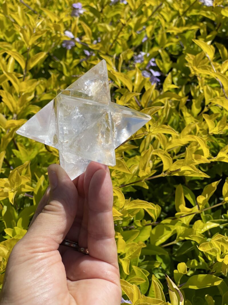 Illuminate Your Path: Rainbow Clear Quartz Merkabah (216g)