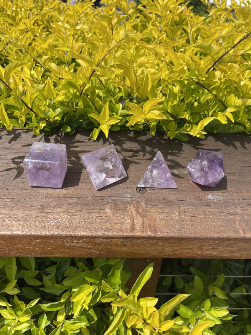 Rainbow Amethyst Elemental Sacred Geometry Set (4 Pieces)