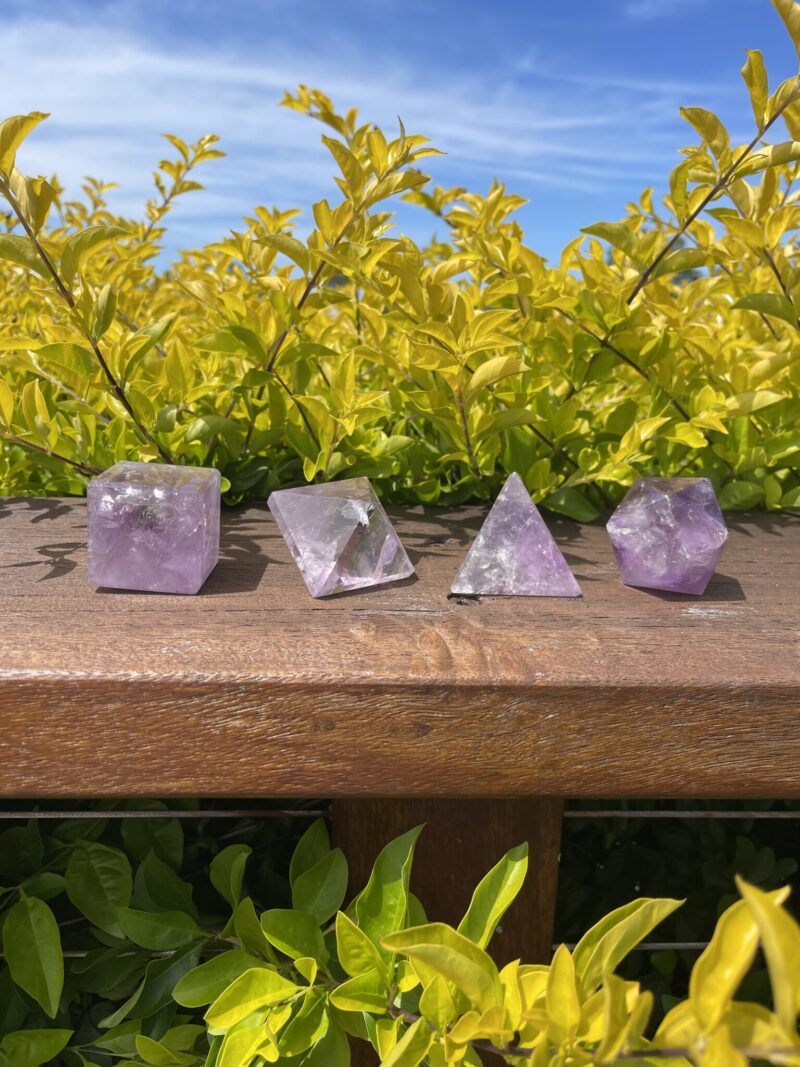 Rainbow Amethyst Elemental Sacred Geometry Set (4 Pieces)