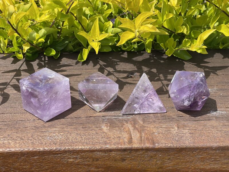 Rainbow Amethyst Elemental Sacred Geometry Set (4 Pieces)